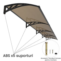 Copertină PREMIUM 360x150 cm, placă 6 mm dintr-o bucată – Negru/Bronz - MAPROFI