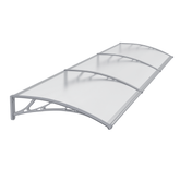 Copertină PREMIUM 360x80 cm, placă 6 mm dintr-o bucată – Gri/Transparent - MAPROFI