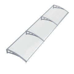 Copertină PREMIUM 360x80 cm, placă 6 mm dintr-o bucată – Gri/Transparent - MAPROFI