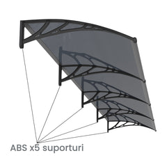 Copertină PREMIUM 400x120 cm, placă 6 mm dintr-o bucată – Negru/Antracit - MAPROFI