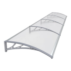 Copertină PREMIUM 400x80 cm, placă 6 mm dintr-o bucată – Gri/Transparent - MAPROFI