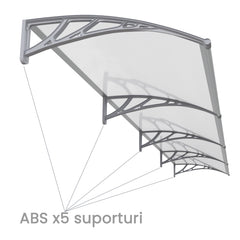 Copertină PREMIUM 400x80 cm, placă 6 mm dintr-o bucată – Gri/Transparent - MAPROFI