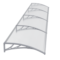 Copertină PREMIUM 400x80 cm, placă 6 mm dintr-o bucată – Gri/Transparent - MAPROFI