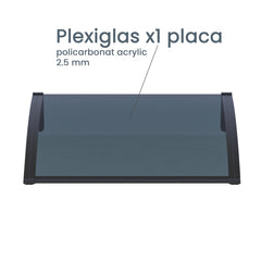 Copertină PRO 100x100 cm din aluminiu și plexiglas – Negru/Antracit - MAPROFI