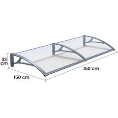 Copertină PRO 150x150 cm din aluminiu și plexiglas – Gri/Transparent - MAPROFI