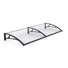 Copertină PRO 200x80 cm din aluminiu și plexiglas – Negru/Transparent - MAPROFI