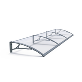 Copertină PRO 360x100 cm din aluminiu și plexiglas – Gri/Transparent - MAPROFI