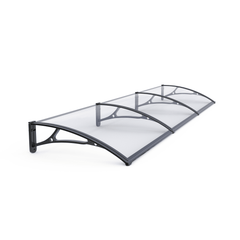 Copertină PRO 360x100 cm din aluminiu și plexiglas – Negru/Transparent - MAPROFI