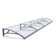 Copertină PRO 360x150 cm din aluminiu și plexiglas – Gri/Transparent - MAPROFI
