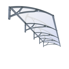 Copertină PRO 360x150 cm din aluminiu și plexiglas – Gri/Transparent - MAPROFI