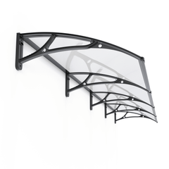 Copertină PRO 400x80 cm din aluminiu și plexiglas – Negru/Transparent - MAPROFI