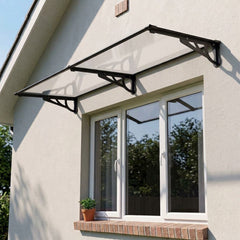 Copertina Usa / Geam MAX PRO 240x80 cm, Policarbonat 5.2 mm, Margini din Aluminiu, Suporturi din Otel Vopsit, Negru/Transparent - MAPROFI