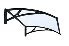 Copertină PRO Alu+Plexiglas de ușă 150x100cm marchiză adăpost acoperiș negru-transparent