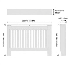 Mască calorifer ECO L 132 cm, MDF cu lamele verticale – Alb lucios - MAPROFI