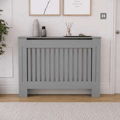 Mască calorifer ECO L 132 cm, MDF cu lamele verticale – Gri lucios - MAPROFI