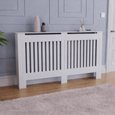 Mască calorifer L 152 cm, MDF cu lamele verticale – Alb lucios - MAPROFI