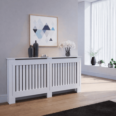 Mască calorifer XL 172 cm, MDF cu lamele verticale – Alb lucios - MAPROFI