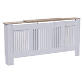 Masca pentru Calorifer ECO-3XL 140/204 cm Ajustabila, MDF Vopsit de 21 mm Lame Verticale, Maro/Alb lucios - MAPROFI