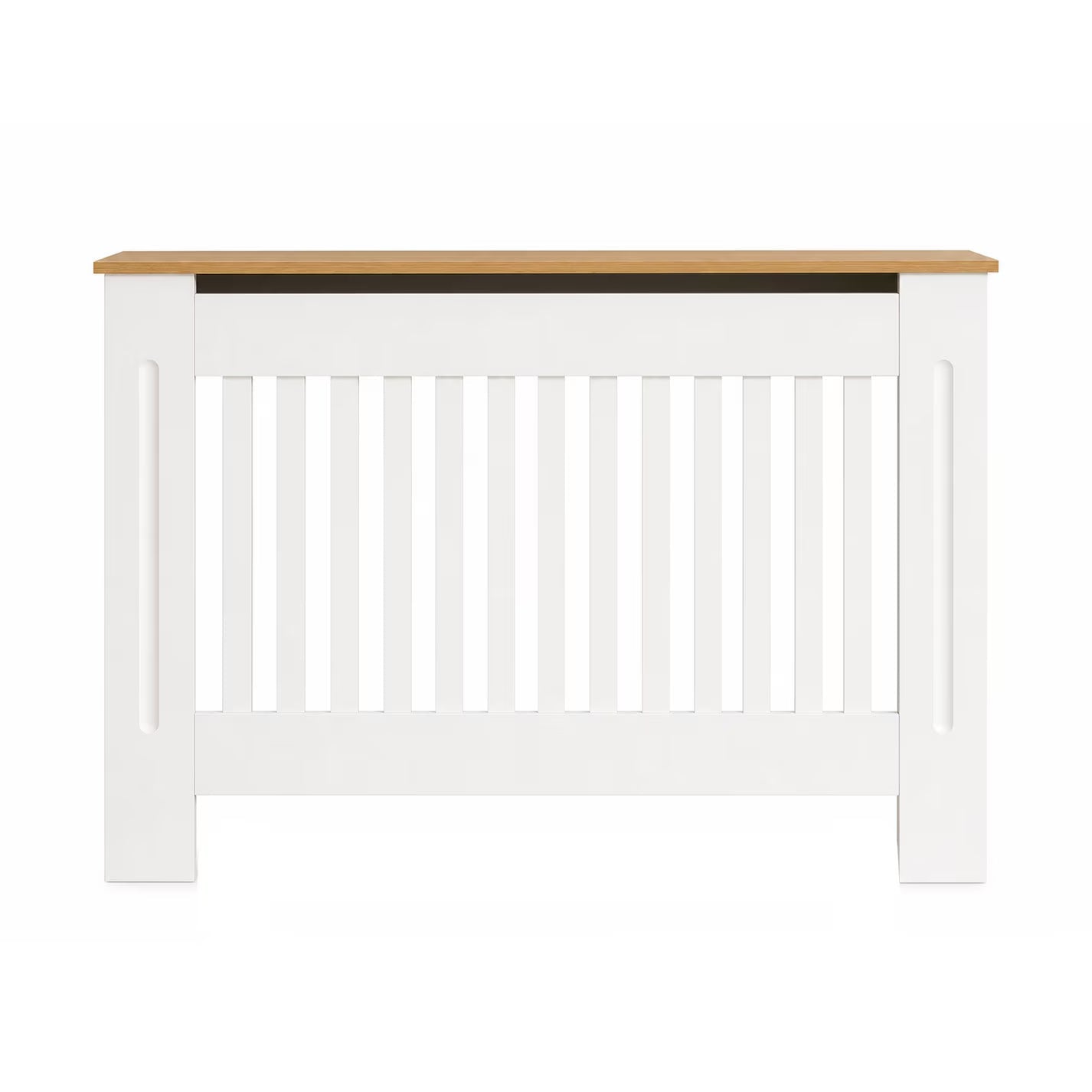 Masca pentru Calorifer ECO-L 132 cm, MDF Vopsit de 18 mm Lame Verticale, Maro/Alb - MAPROFI