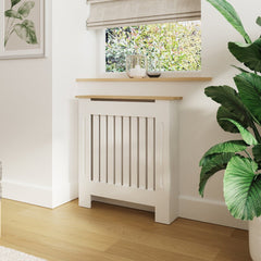 Masca pentru Calorifer ECO-S 78 cm, MDF Vopsit de 18 mm Lame Verticale, Maro/Alb - MAPROFI
