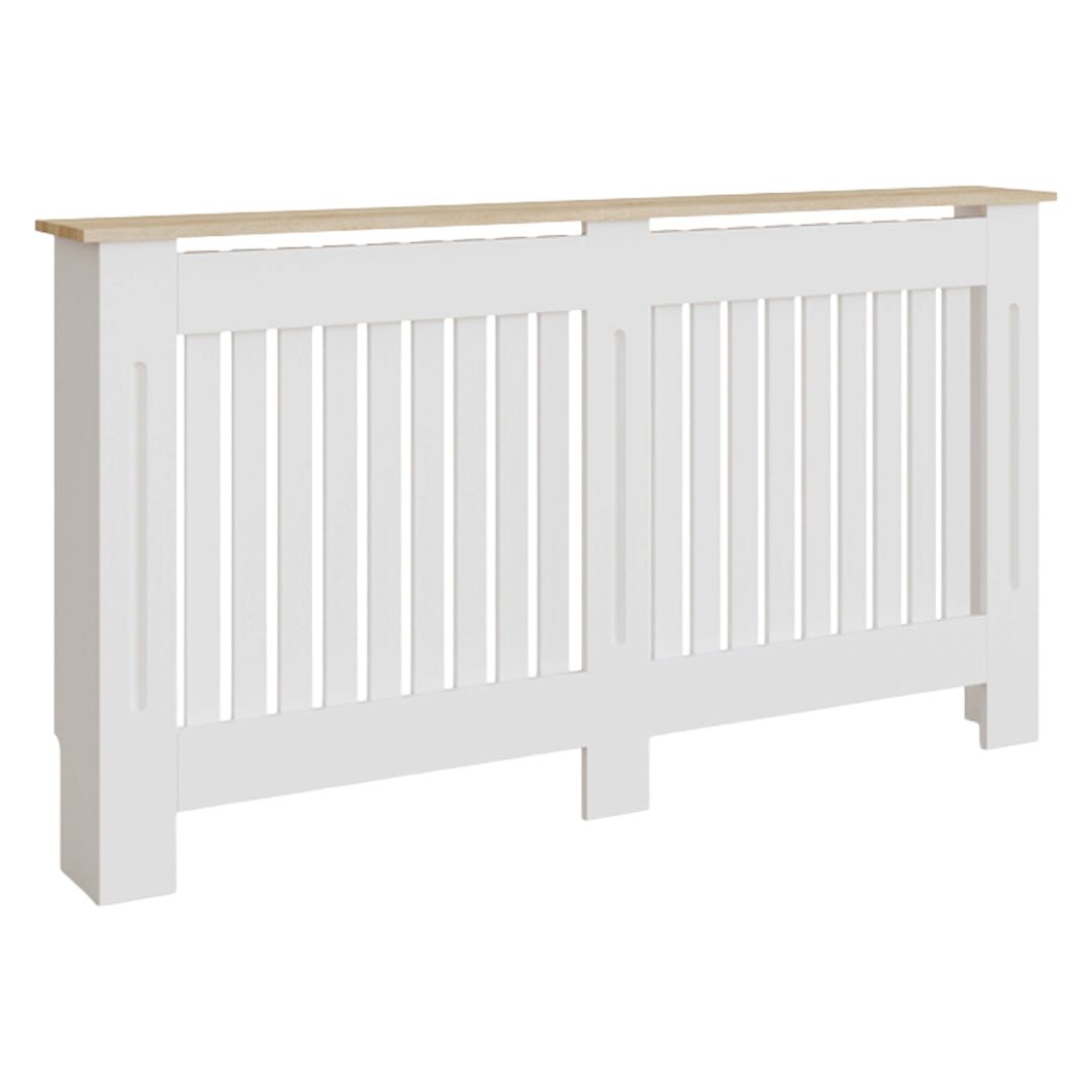 Masca pentru Calorifer ECO-XL 152 cm, MDF Vopsit de 21 mm Lame Verticale, Maro/Alb lucios - MAPROFI