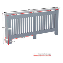 Masca pentru Calorifer ECO-XXL 172 cm, MDF Vopsit de 21 mm Lame Verticale, Gri antracit - MAPROFI