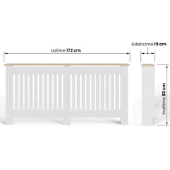 Masca pentru Calorifer ECO-XXL 172 cm, MDF Vopsit de 21 mm Lame Verticale, Maro/Alb lucios - MAPROFI