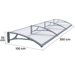 Copertina PLEXIGLAS PRO 300x100 cm, Policarbonat Acrylic 2.5 mm, Suporturi din Aluminiu, Gri/Transparent