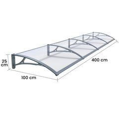 Copertina PLEXIGLAS PRO 400x100 cm, Policarbonat Acrylic 2.5 mm, Suporturi din Aluminiu, Gri/Transparent