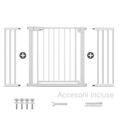 Poartă de Siguranță ECO 90° pentru Copii și Animale 76 x 125-131 cm, ALB - MAPROFI