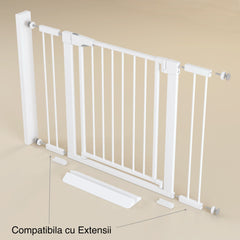 Poartă de Siguranță ECO 90° pentru Copii și Animale 76 x 132-138 cm, ALB - MAPROFI