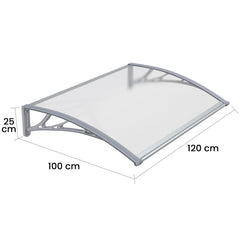Copertină PREMIUM 120x100 cm, placă 6 mm dintr-o bucată – Gri/Transparent – imagine 2
