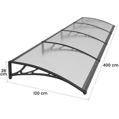 Copertina PREMIUM 400x120 cm, Policarbonat 6 mm, Suporturi din ABS, Negru/Transparent