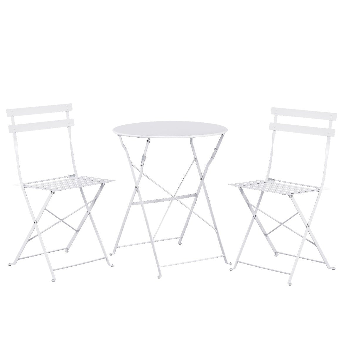 Set Bistro Flair – masă și 2 scaune din oțel vopsit – Alb - MAPROFI