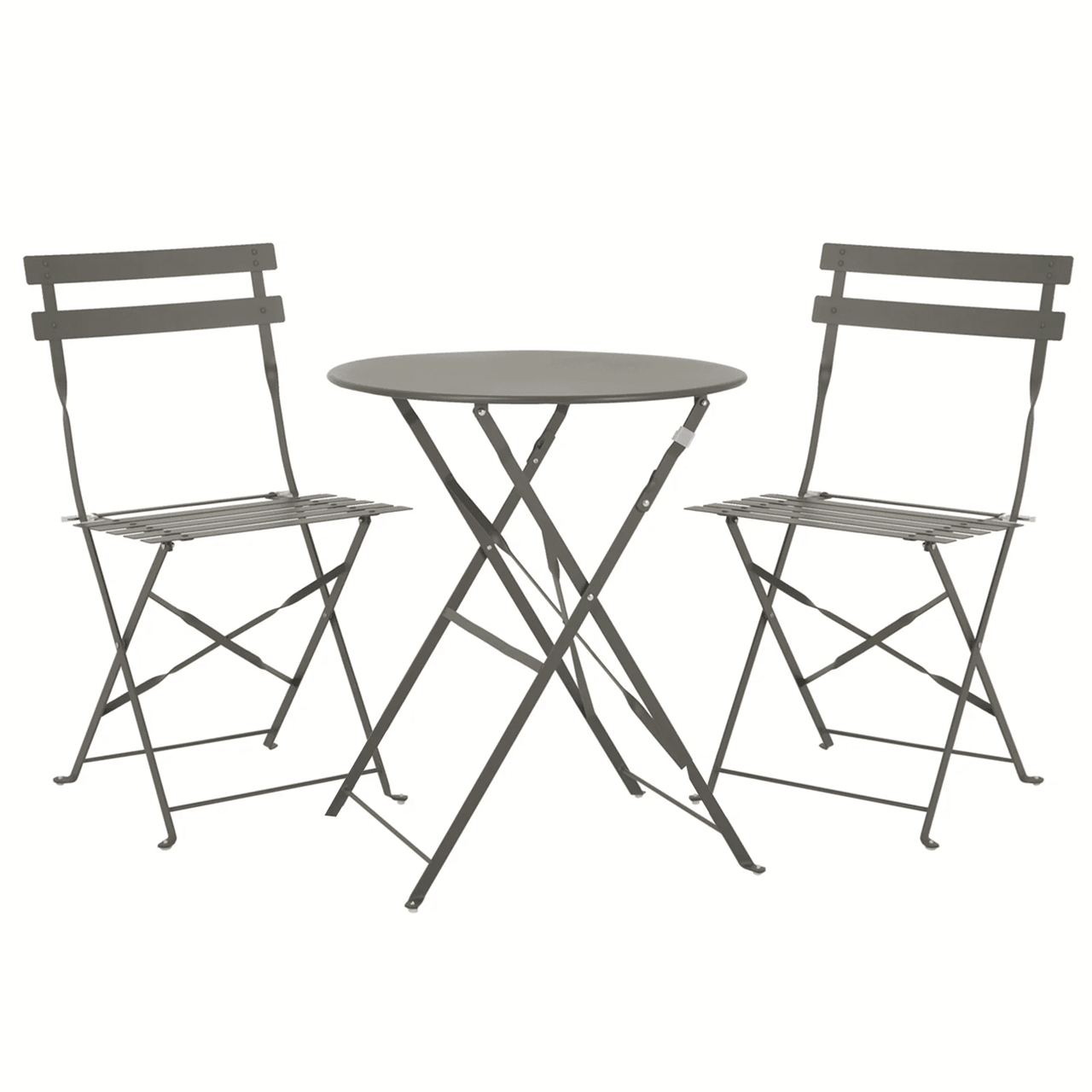 Set Bistro Flair – masă și 2 scaune din oțel vopsit – Bej (Grey Brown) - MAPROFI