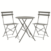 Set Bistro Flair – masă și 2 scaune din oțel vopsit – Bej (Grey Brown) - MAPROFI