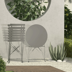 Set Bistro Flair – masă și 2 scaune din oțel vopsit – Bej (Grey Brown) - MAPROFI