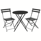 Set Bistro Flair – masă și 2 scaune din oțel vopsit – Negru - MAPROFI