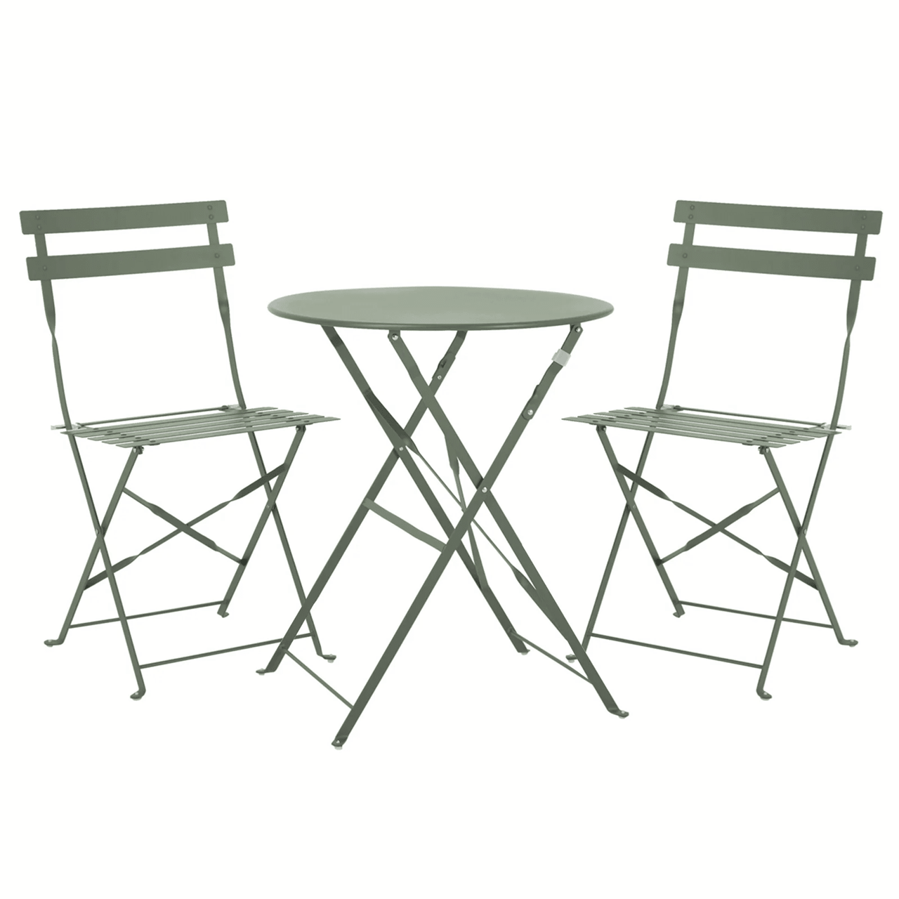 Set Bistro Flair – masă și 2 scaune din oțel vopsit – Verde (Olive Green) - MAPROFI