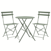 Set Bistro Flair – masă și 2 scaune din oțel vopsit – Verde (Olive Green) - MAPROFI