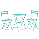 Set Bistro Flair – masă și 2 scaune din oțel vopsit – Verde turcoaz - MAPROFI