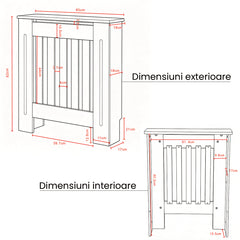 Masca pentru Calorifer ECO-XS 65 cm, MDF Vopsit de 18 mm Lame Verticale, Maro/Alb