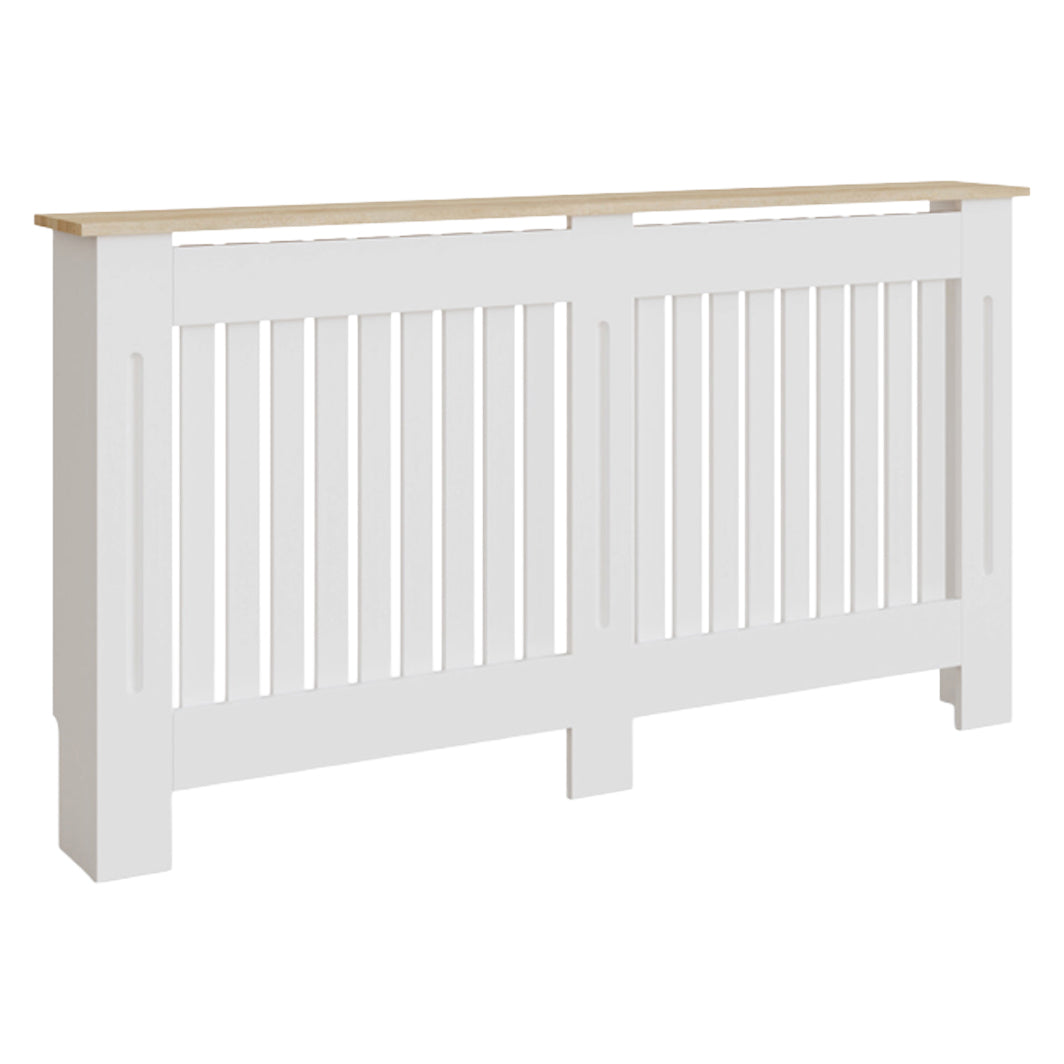 Masca pentru Calorifer ECO-XL 152 cm, MDF Vopsit de 21 mm Lame Verticale, Maro/Alb lucios