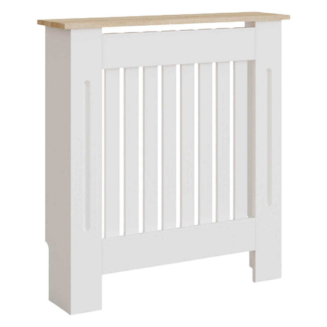Masca pentru Calorifer ECO-S 78 cm, MDF Vopsit de 18 mm Lame Verticale, Maro/Alb