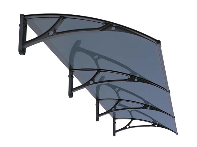 MAPROFI Copertină PRO Alu+Plexiglas de ușă 360x120cm marchiză adăpost acoperiș negru-antracit