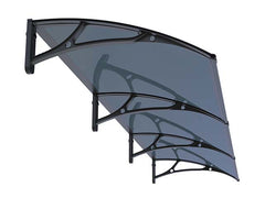 MAPROFI Copertină PRO Alu+Plexiglas de ușă 360x120cm marchiză adăpost acoperiș negru-antracit