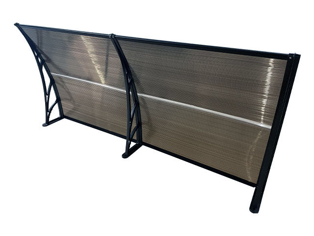 Copertină ECO de ușă 200x120cm marchiză adăpost acoperiș negru-bronz