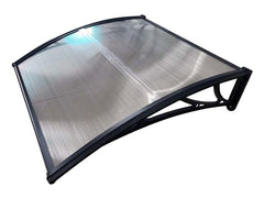 Copertină ECO de ușă 100x100cm marchiză adăpost acoperiș negru-transparent
