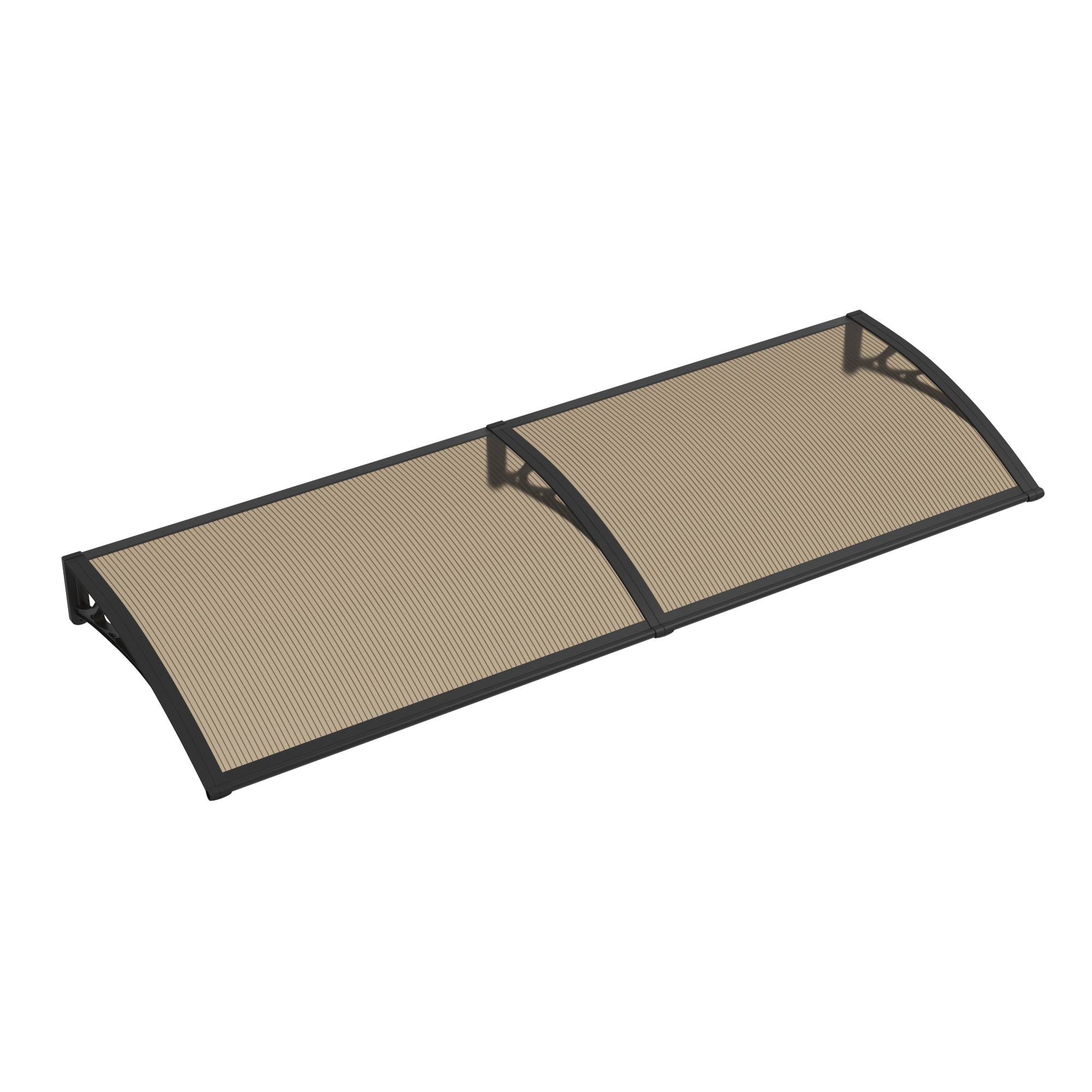 Copertină PREMIUM de ușă 150x150cm / marchiză / adăpost / acoperiș -  brațe negre - placă 6mm întreagă bronz