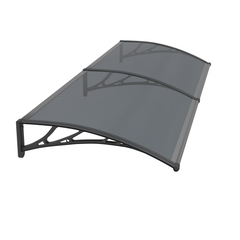 Copertină PREMIUM de ușă 150x150cm marchiză adăpost acoperiș -  brațe negre - placă 6mm întreagă antracit